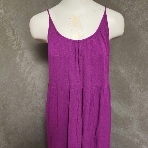 Loft Linen Blend Ruched Ruffle Tiered Pheasant Style Sleeveless Dress Sz SP - Picture 4 of 9